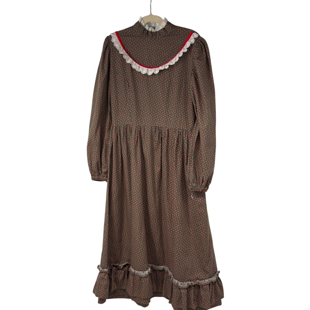Vintage Prairie Dress Girls Long Sleeve Floral Puff Sleeve Ruffled Maxi Dress
